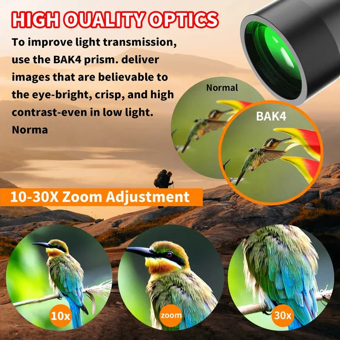 Habicare HD binoculars with high magnification, compact SS model, showing the binoculars' sleek design and adjustable eyepieces.