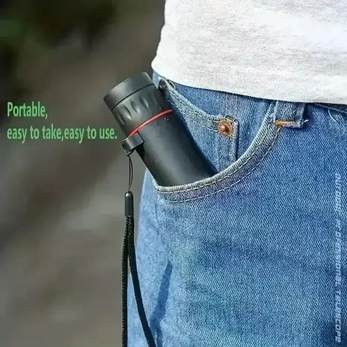 Portable HD Monocular Telescope by Habicare, compact design with adjustable focus, ideal for outdoor and mobile phone use.