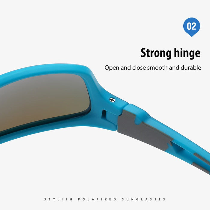 Dealonlinenz HD polarized sunglasses with anti-blue ray hydrophobic lenses, black frame, and reflective lens surface.