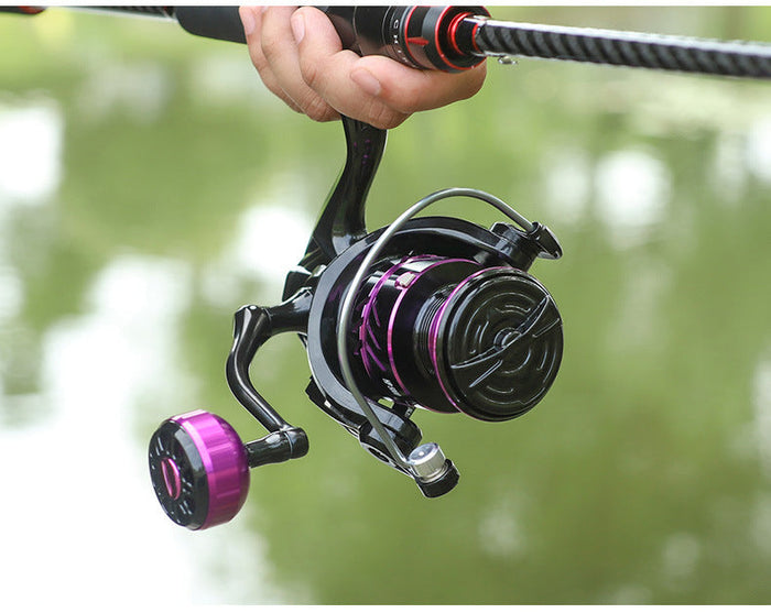 Dealonlinenz HE7000 metal spinning fishing reel with 12 ball bearings, left/right retrieve, 5.2:1 gear ratio, black finish