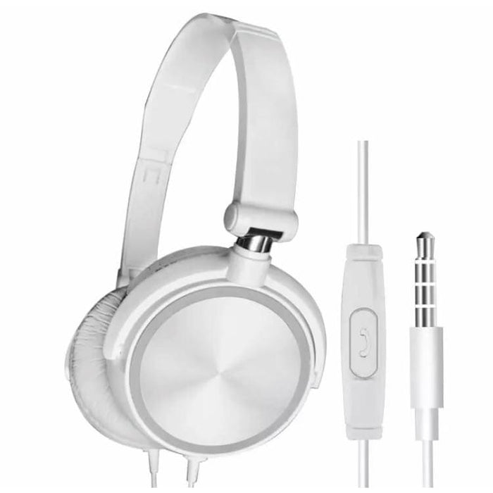 White 9eight5 headphones with over-ear design, featuring sleek electronics accessories and audio gear for comfortable listening.