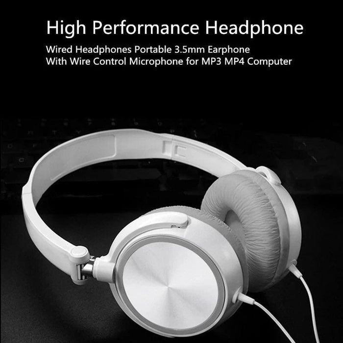White 9eight5 headphones with over-ear design and audio controls, shown on a plain background.