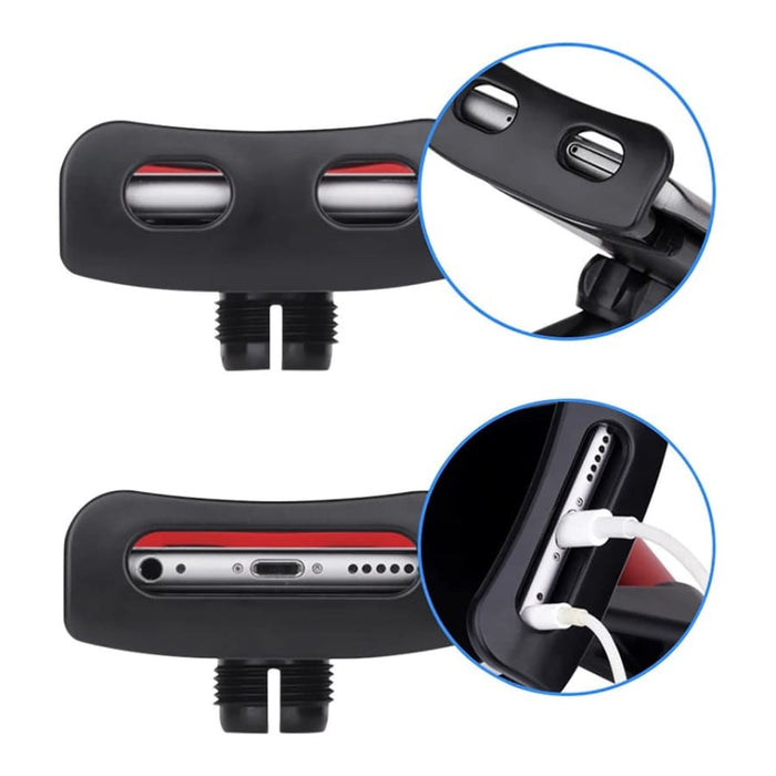 9eight5 headrest holder for iPad and tablets, featuring tilting and swiveling functionality for easy viewing during travel.