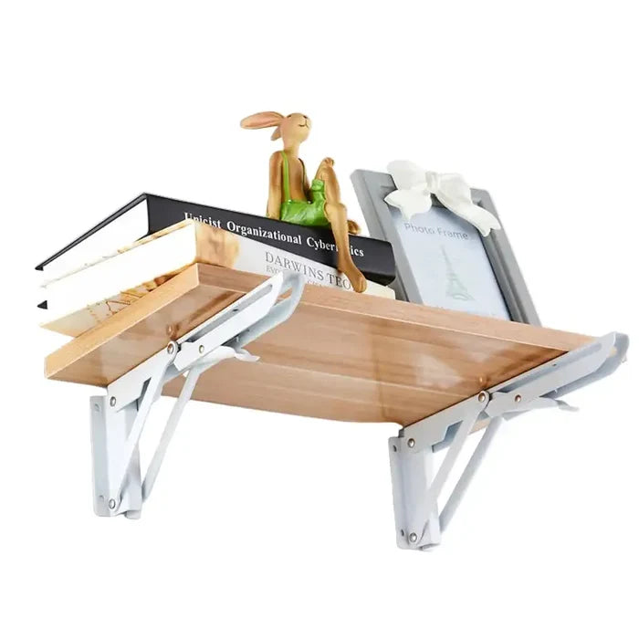 Heavy-duty folding shelf brackets for RV and caravan tables, HBC brand, set of 2, durable metal construction with mounting hardware.