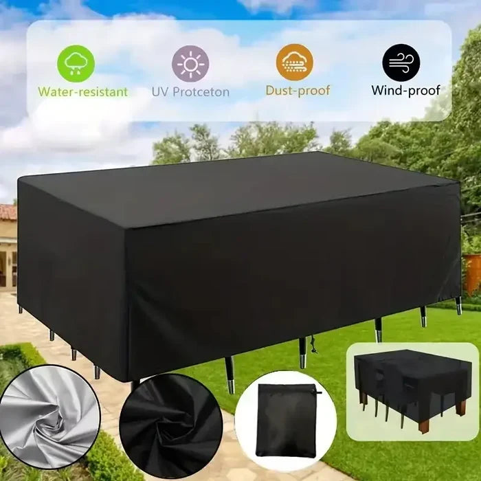 Habicare heavy-duty waterproof patio furniture cover in SS size protecting outdoor furniture from rain and weather.