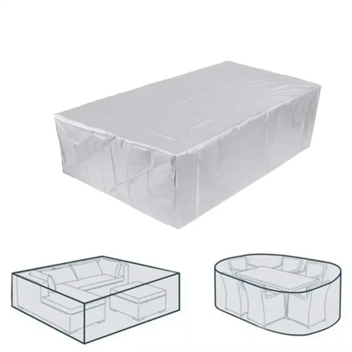 Silver Habicare heavy-duty waterproof patio furniture cover for outdoor furniture, measuring 155x95x68cm, protects against weather.