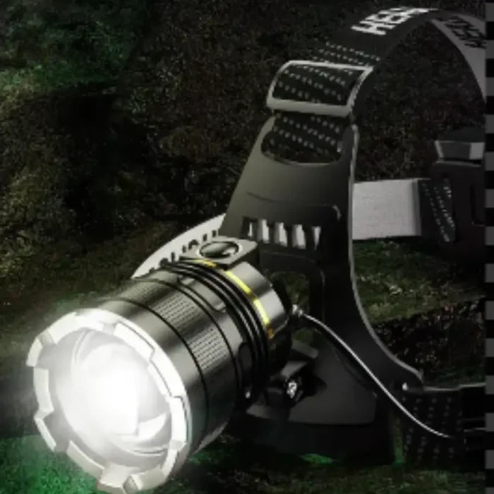 Habicare SS high-power LED headlamp for outdoor activities, featuring adjustable straps and bright illumination for nighttime adventures.