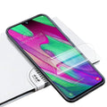 Hydrogel screen protectors for Samsung Galaxy A40 by 9eight5, pack of 2, showing clear, flexible screen protection.
