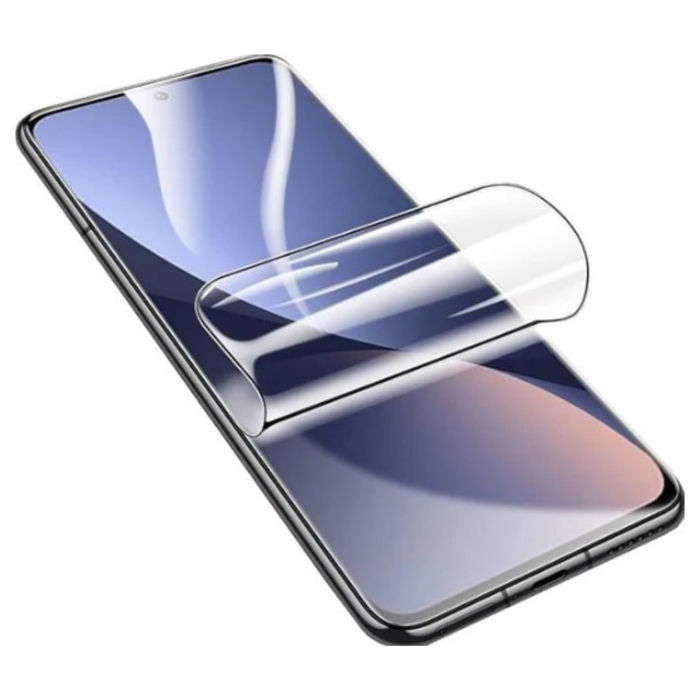 Two 9eight5 hydrogel screen protectors for ZTE V70 smartphone, showing clear, flexible film covers with cutouts for buttons and camera.