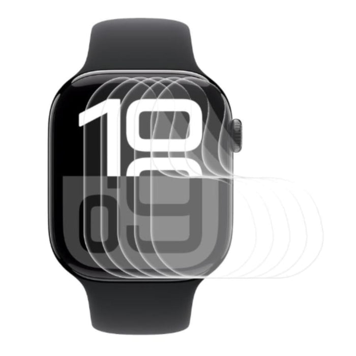 Hydrogel screen protectors for Apple Watch Series 10 42mm, dark gray, pack of 4, designed to protect the watch screen.