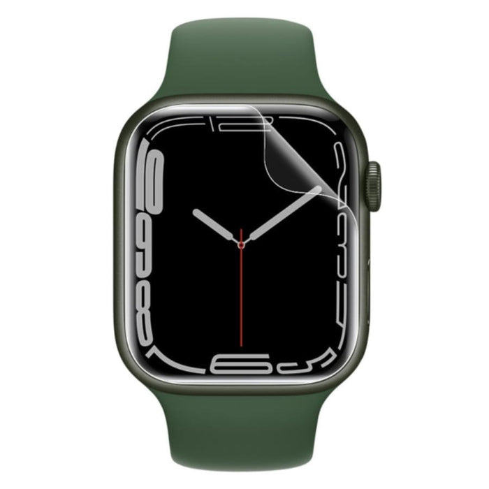 Hydrogel screen protector for Apple Watch Series 7 (41mm), shown on a watch face, includes pack of six protectors, from That Watch Shop.