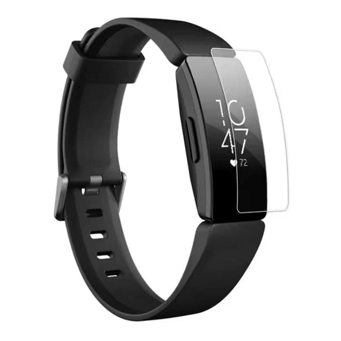 Black hydrogel screen protectors for Fitbit Inspire HR, pack of 6, designed to safeguard the watch screen from scratches and cracks.