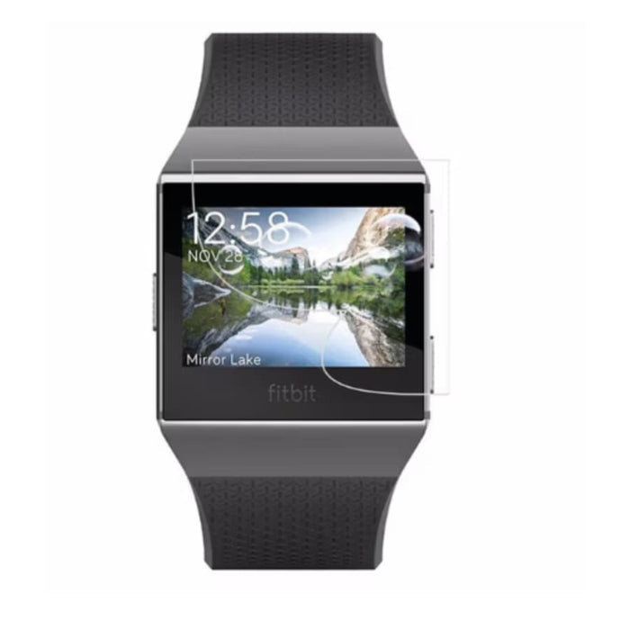 Pack of six black Hydrogel Screen Protectors for Fitbit Ionic smartwatch, showing protective film on watch face.