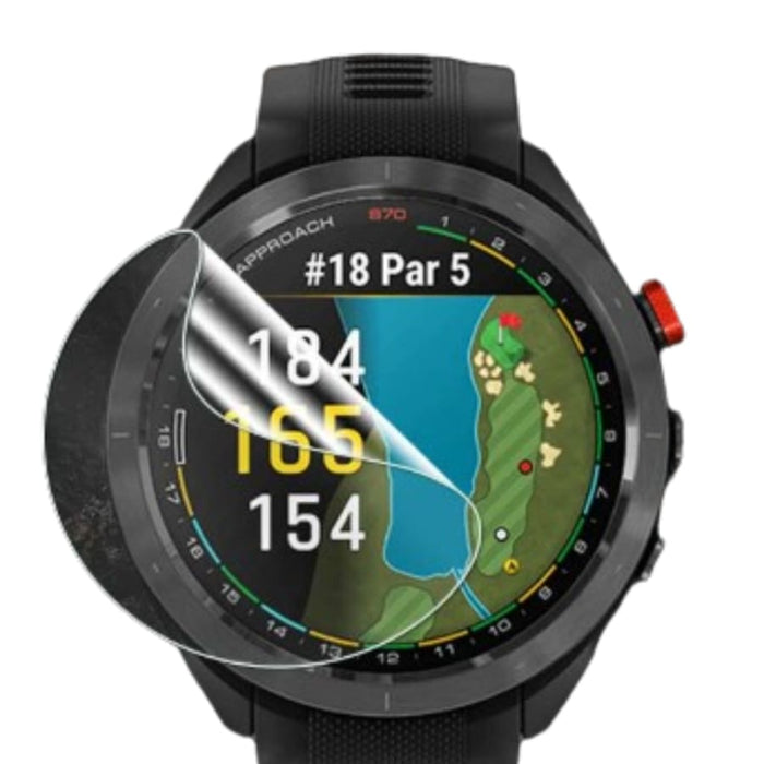 Hydrogel screen protectors for Garmin Approach S70 47mm watch, pack of 6, protecting the watch face from scratches and impacts.