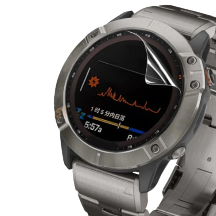 Hydrogel screen protectors for Garmin fenix 6X/6X Pro series watch, pack of 6, designed to shield the watch face from scratches.