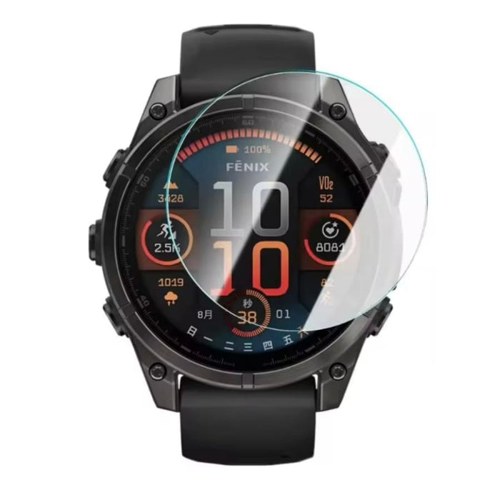 Hydrogel screen protectors for Garmin Fenix 8 43mm series watch, pack of 6, showing black protectors on watch screen.