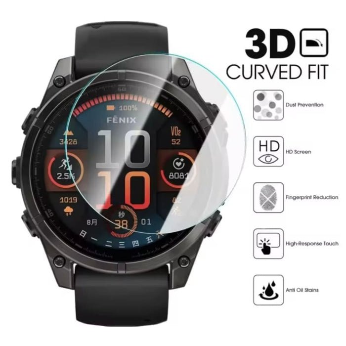 Hydrogel screen protectors for Garmin Fenix 8 43mm series, pack of 6, showing clear, flexible watch screen protection.