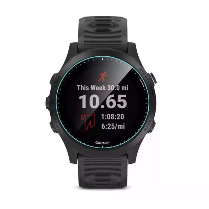 Set of six black hydrogel screen protectors for Garmin Forerunner 945 smartwatch, providing durable, clear protection for the watch screen.