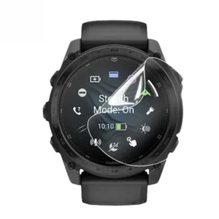 Hydrogel screen protectors for Garmin Tactix 8 47mm smartwatch, pack of 6, showing clear protective films on the watch face.