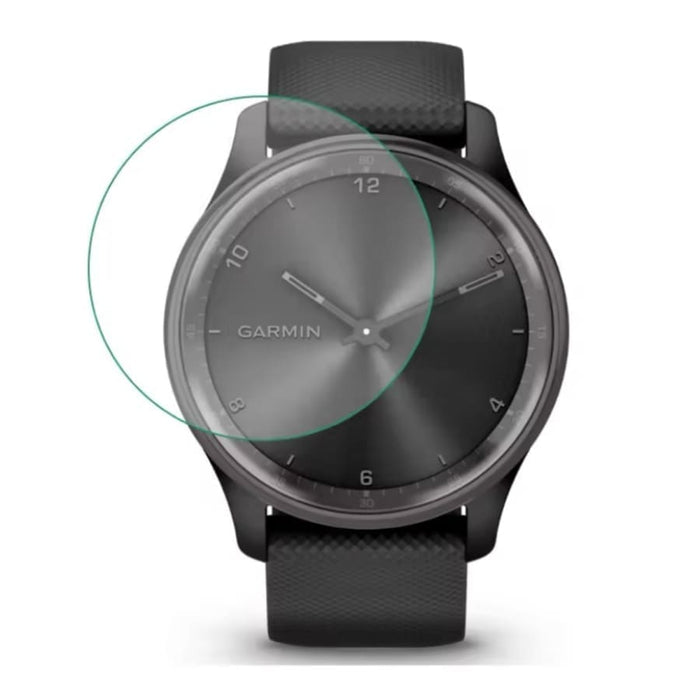 Black hydrogel screen protectors for Garmin Vivomove Sport watch, pack of six, designed to safeguard the watch face from scratches.