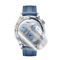 Set of four hydrogel screen protectors for Huawei GT5 46mm smartwatch, silver-toned, designed to shield the watch face.