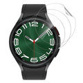 Hydrogel screen protectors for Samsung Galaxy Watch 6 Classic 43mm, pack of 6, showing the protectors fitting on the watch screen.