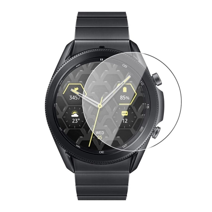 Black hydrogel screen protectors for Samsung Galaxy Watch Gear S3, pack of 6, designed to shield and preserve the watch display.