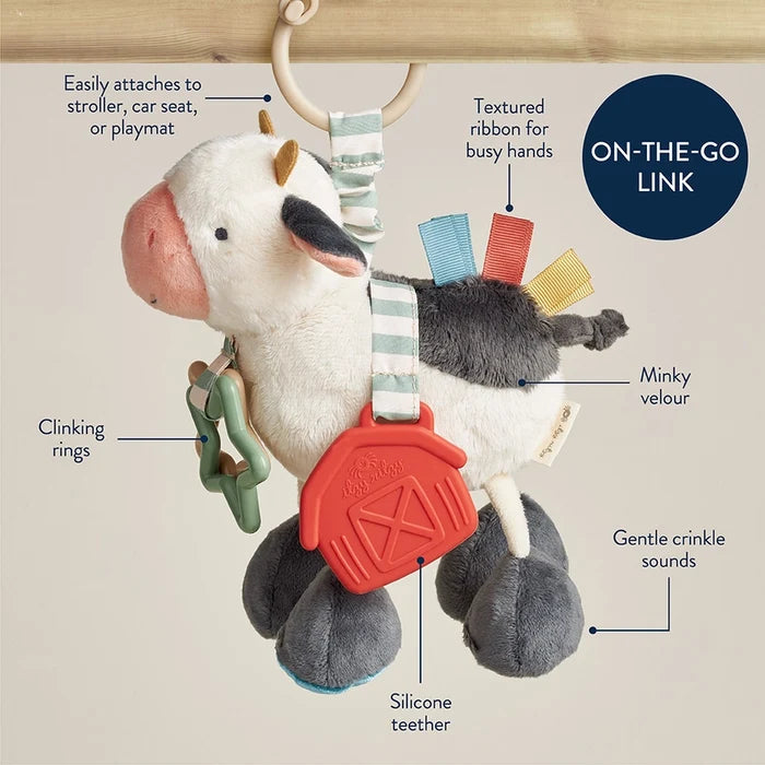 Itzy Ritzy Itzy Friends Link & Love™ Cow Activity Plush with Teether Toy