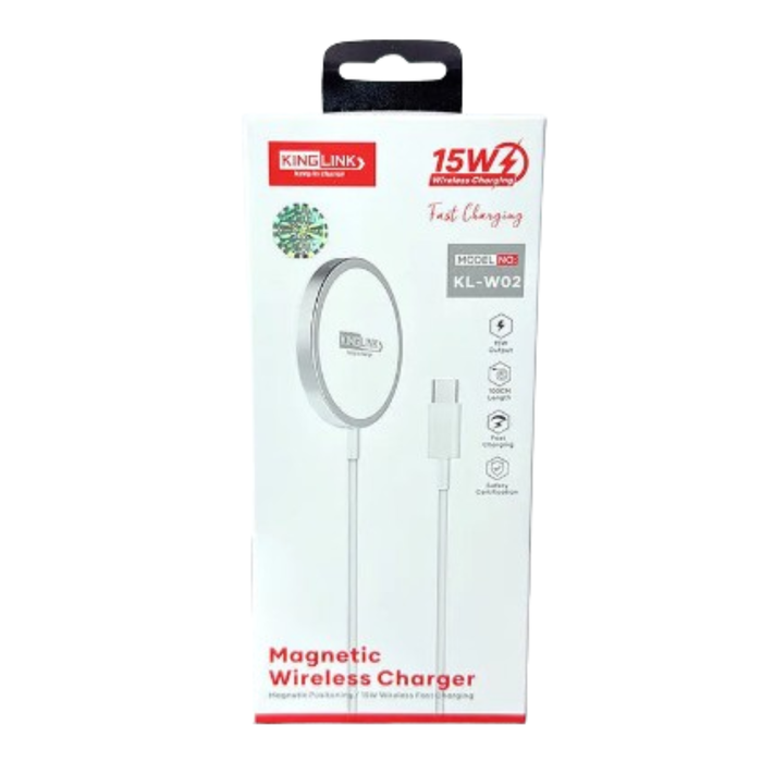 9eight5 Kinglink 1m 15W magnetic wireless charger with sleek design and magnetic connector for fast device charging.