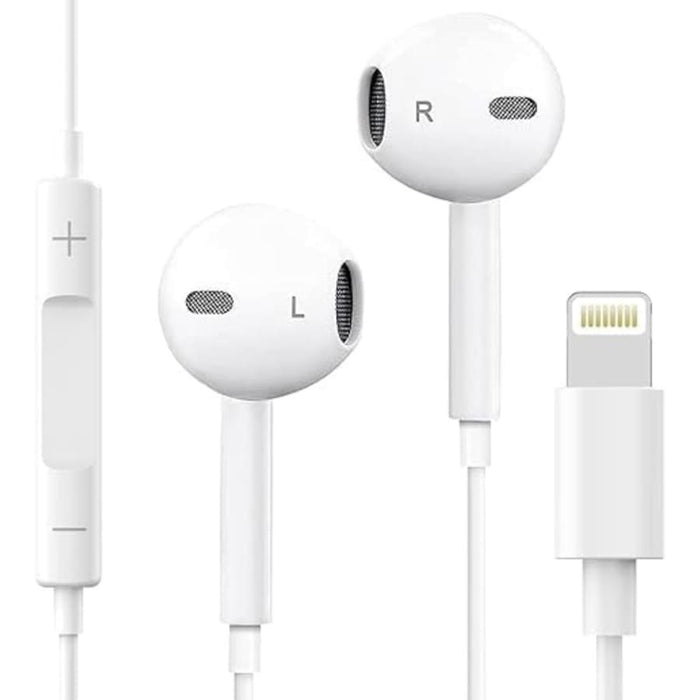 Kinglink KL05L earphones with lightning cable for phones and tablets, black in-ear headphones with inline controls.