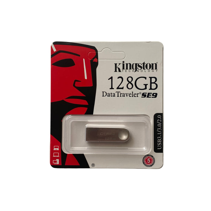 9eight5 Kingston USB flash drive in 32GB, 64GB, 128GB, or 256GB storage capacity, showing sleek design and branding.