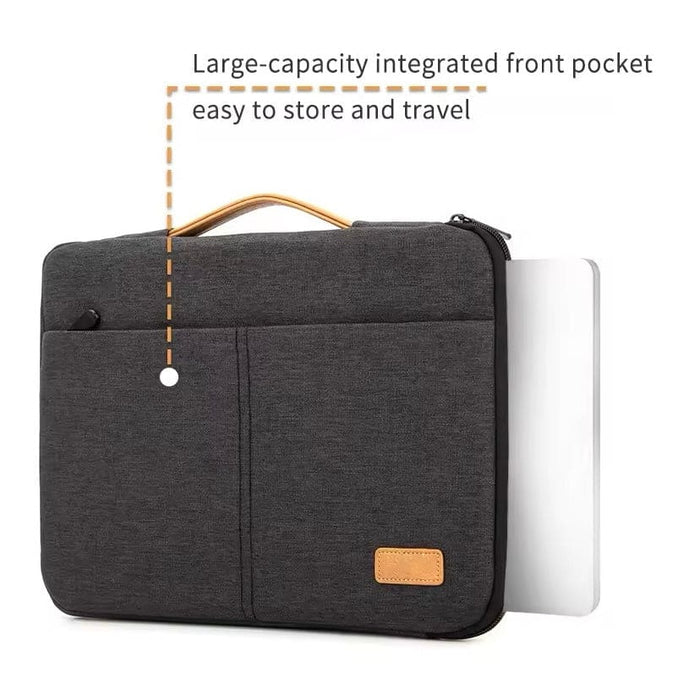 9eight5 15.6-inch laptop bag showing padded compartment and adjustable strap for protection and comfortable carrying.