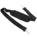 Black 9eight5 laptop bag strap with adjustable length and padded shoulder for comfortable carrying of laptop accessories.