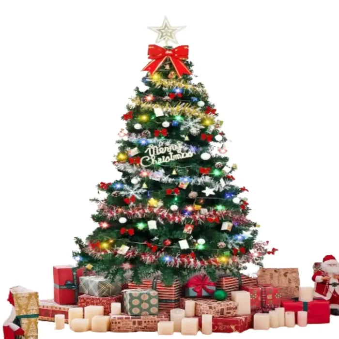 Large Habicare Christmas tree in various sizes with 30-colorful LED lights, showcasing the festive decorated tree.