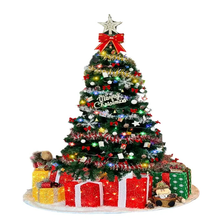 Large Habicare Christmas tree in green with colorful 30 LED lights, available in 1.5m, 1.8m, and 2.1m sizes.