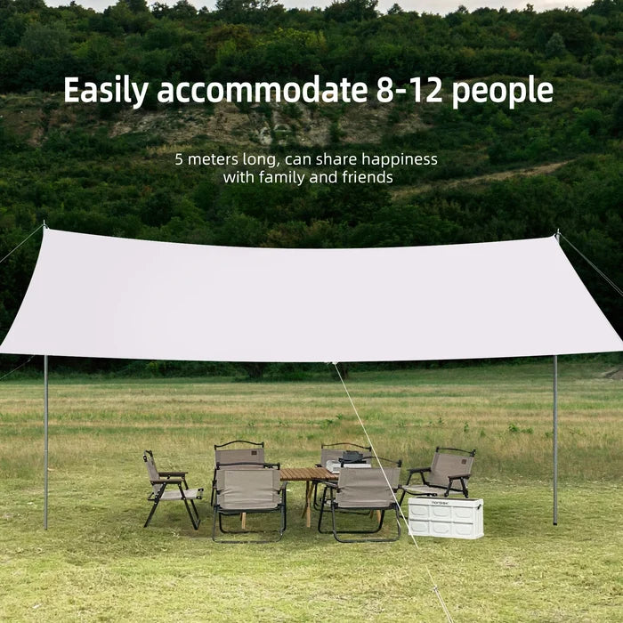 Large Habicare portable sunshade tarp with poles, durable outdoor canopy for sun protection, available in two sizes