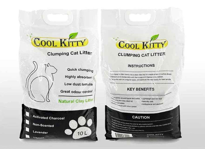 Lavender scent Cool Kitty Cat Litter, 10L ball-shaped clumping cat litter with odor control, designed for easy cleaning.
