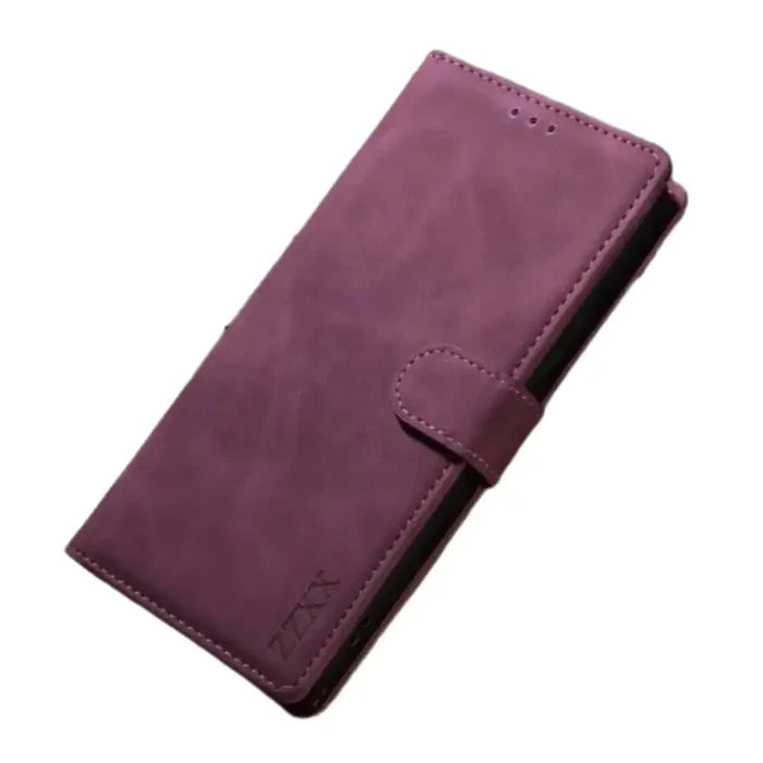 Habicare 9eight5 leather card slot flip case for Samsung Galaxy series in wine red, featuring card slots and protective cover.