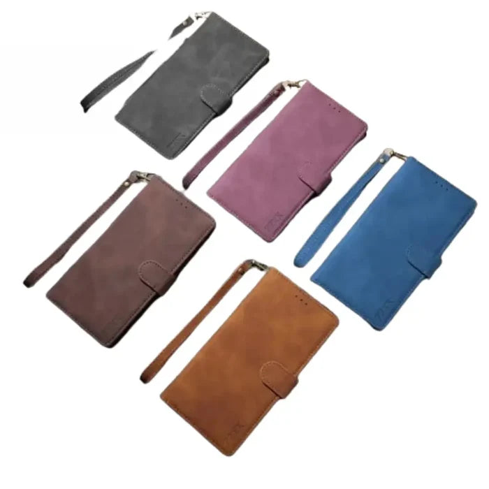 Habicare 9eight5 leather card slot flip case for Samsung Galaxy series in wine red, with card slots and flip cover design.