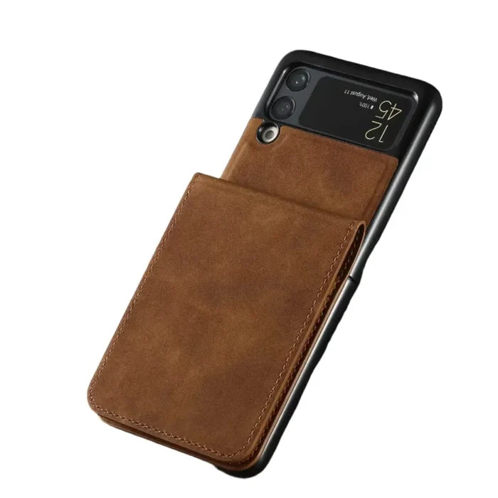Leather cover for Samsung Galaxy Z Flip7 FE and Flip7 by Habicare, featuring a sleek design available in four colors.