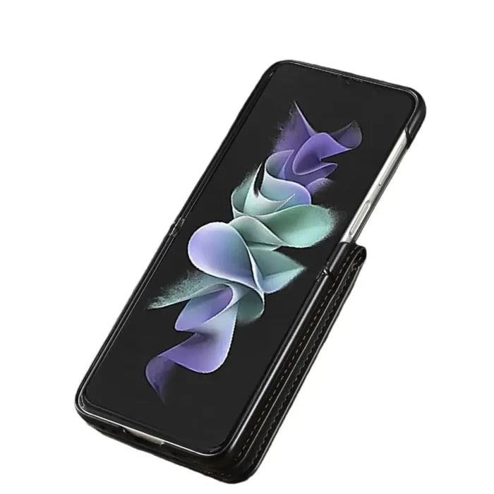 Habicare 9eight5 leather cover for Samsung Galaxy Z Flip7 FE and Flip7 in four colors, showing the stylish, protective phone case.