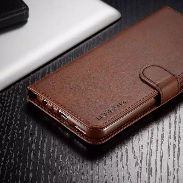 Brown leather flip case for Samsung Galaxy S20 FE by 9eight5, featuring a protective cover and card slots.