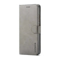 Gray leather flip cover for Samsung Galaxy series by Habicare, with magnetic closure and protective design.