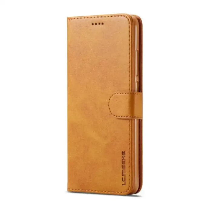 Yellow leather flip cover for Samsung Galaxy series by 9eight5, featuring magnetic closure and sleek design from Habicare.