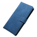 Blue leather flip case for Samsung Note and S Series by Habicare, featuring a protective wallet-style design.