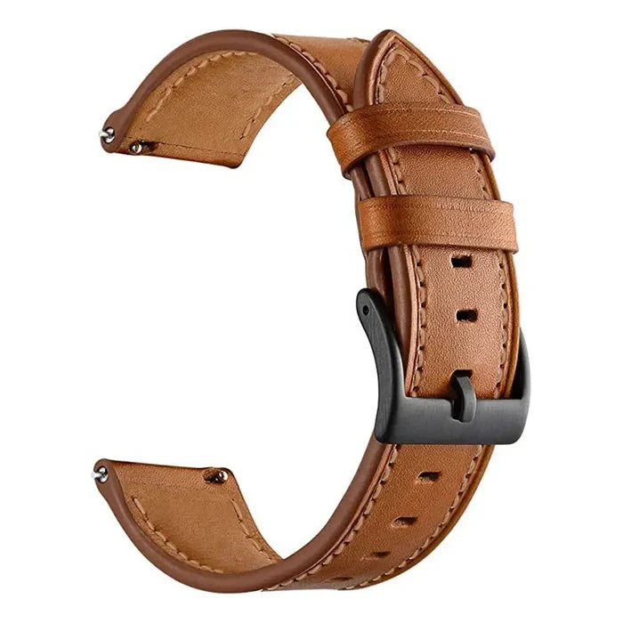 Habicare leather watch strap for Garmin Forerunner 245, TWS style available in 12 colors, showing a close-up of the strap's texture.