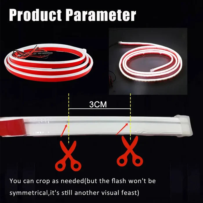 HBC Habicare LED Car Hood Light Strip in various colors and sizes, flexible automotive lighting for enhanced vehicle visibility.