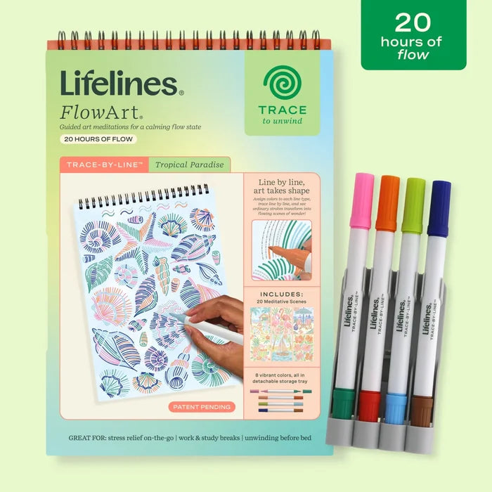 Lifelines FlowArt Trace-By-Line - Tropical Paradise - Meditative Art