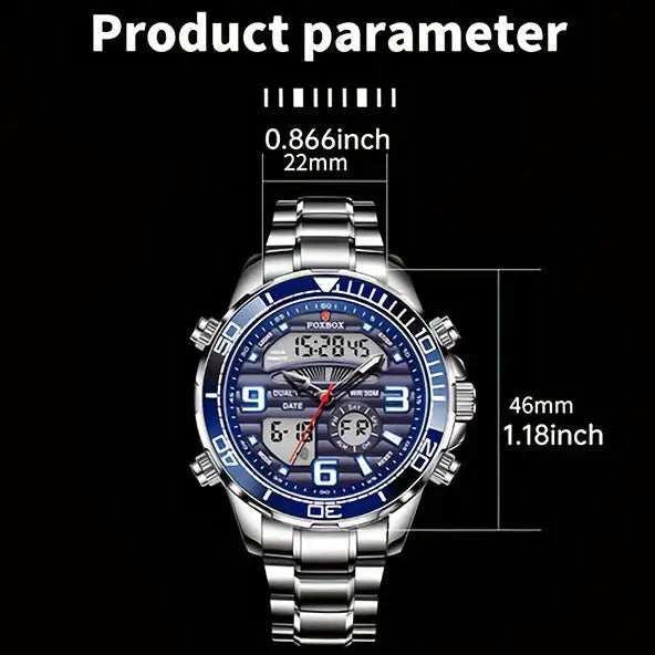 Habicare LIGE men's dual display stainless steel quartz watch with TWS features, available in six models.