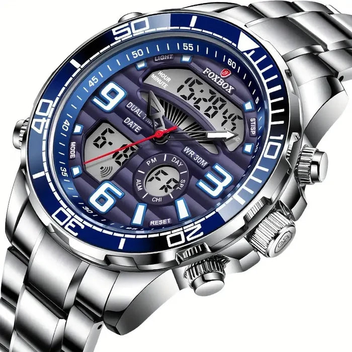 Habicare LIGE men's dual display stainless steel quartz watch with TWS design, shown in one of six available models.